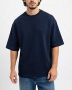 Oversized Cotton T-Shirt Donker Blauw