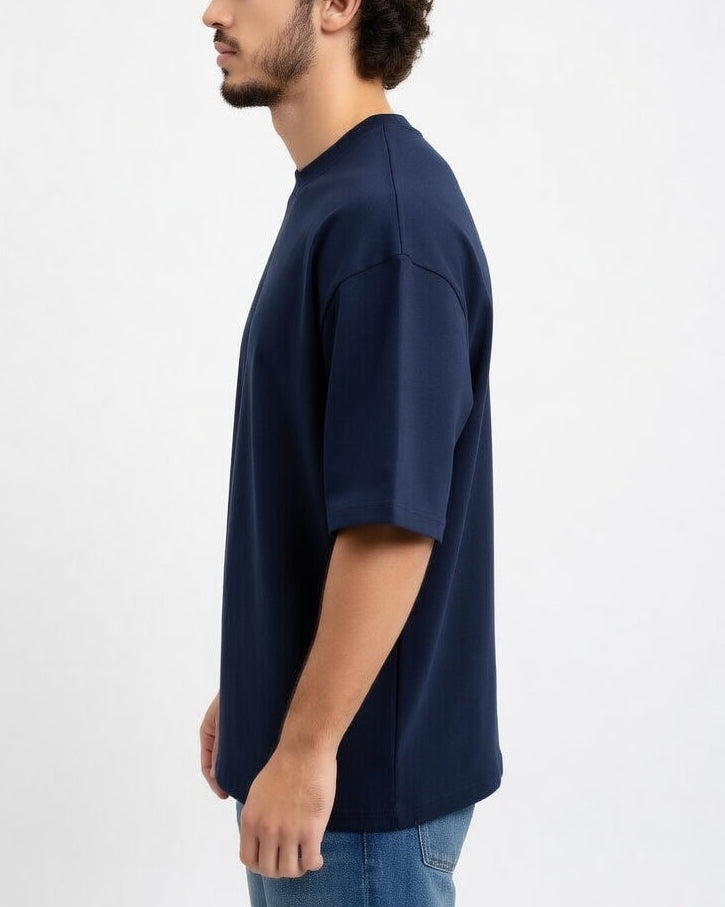 Oversized Cotton T-Shirt Donker Blauw
