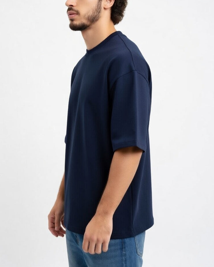 Oversized Cotton T-Shirt Donker Blauw