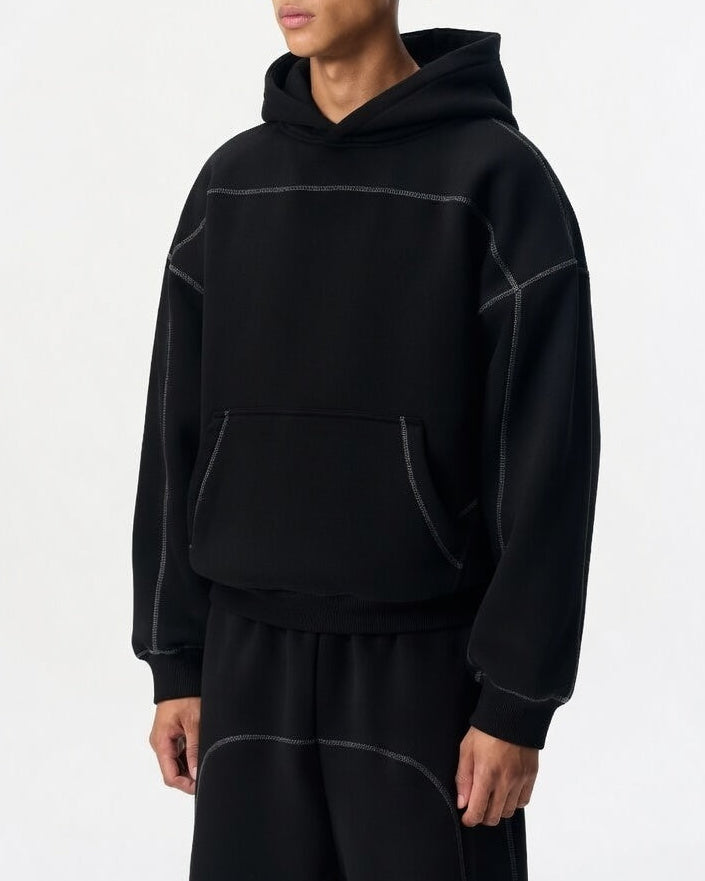 Outline Stitch Hoodie Zwart