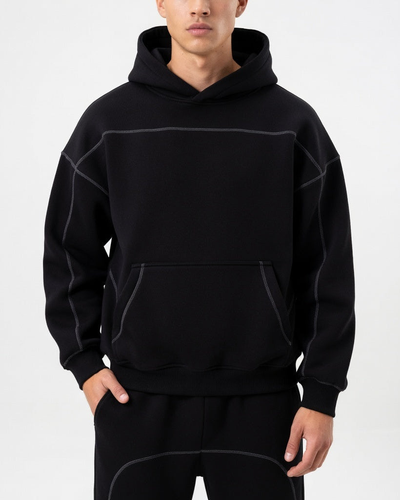 Outline Stitch Hoodie Zwart