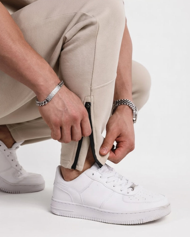 Relaxed Tapered Joggers Beige