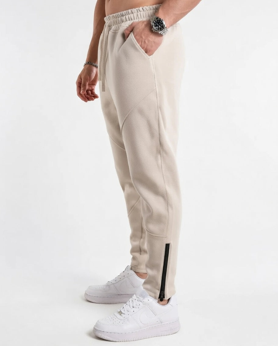 Relaxed Tapered Joggers Beige