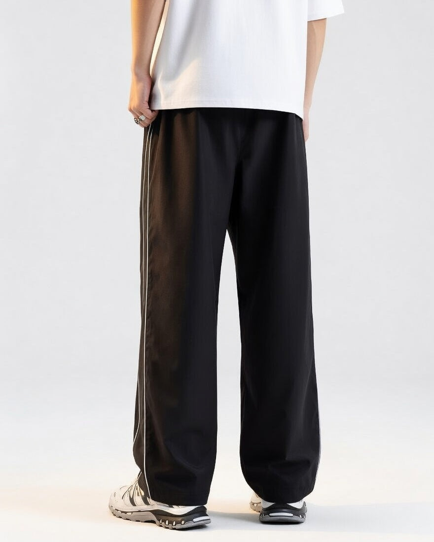 Wide Fit Track Pants Zwart